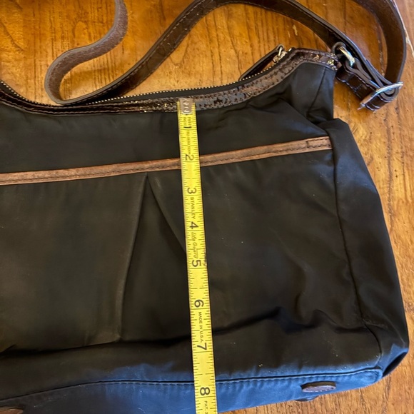 Brighton Charlie Pocket Shoulder Bag – Black Nylon with Brown Croc Patent Trim - Picture 11 of 11